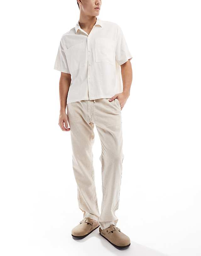 asos Jack & Jones relaxed fit linen trouser in beige