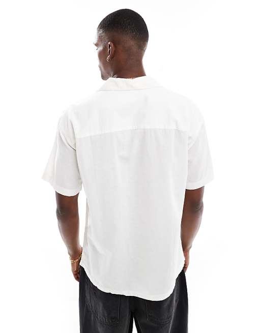 Asos Jack & Jones Revere Collar Linen Shirt In White