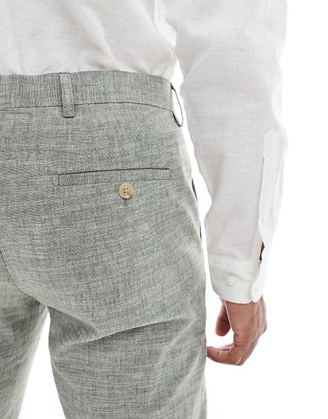 Asos Jack & Jones Suit Trouser In Linen Green