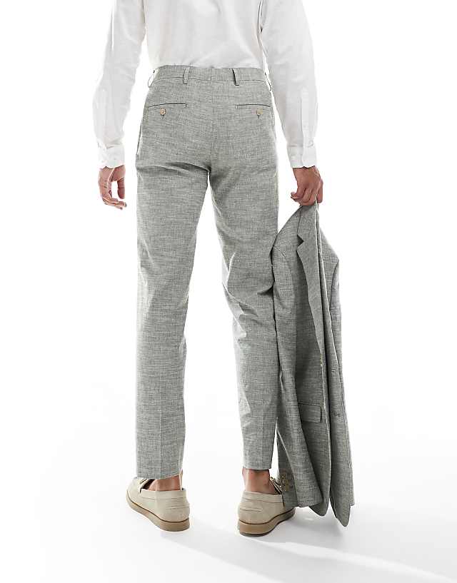 Asos Jack & Jones Suit Trouser In Linen Green