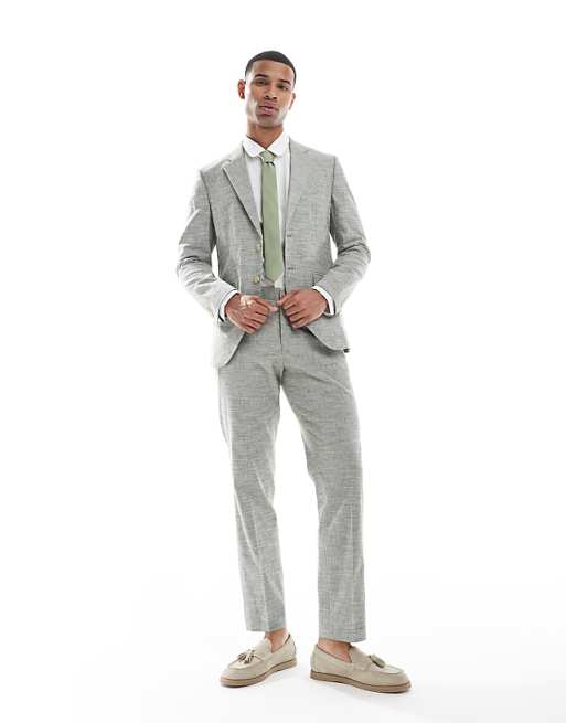 asos Jack & Jones suit trouser in linen green