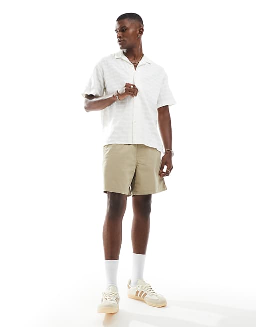 Asos Jack & Jones Textured Shirt In Off White