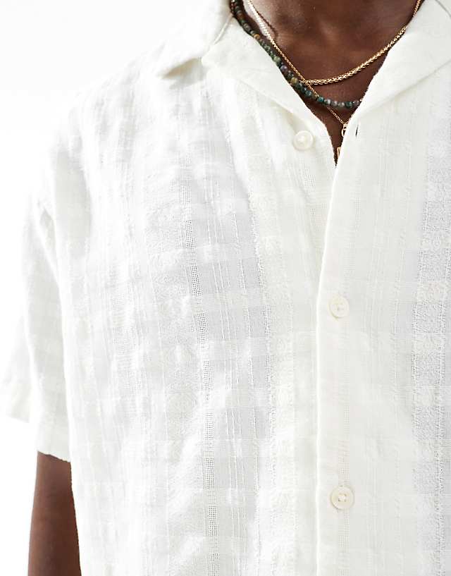 Asos Jack & Jones Textured Shirt In Off White