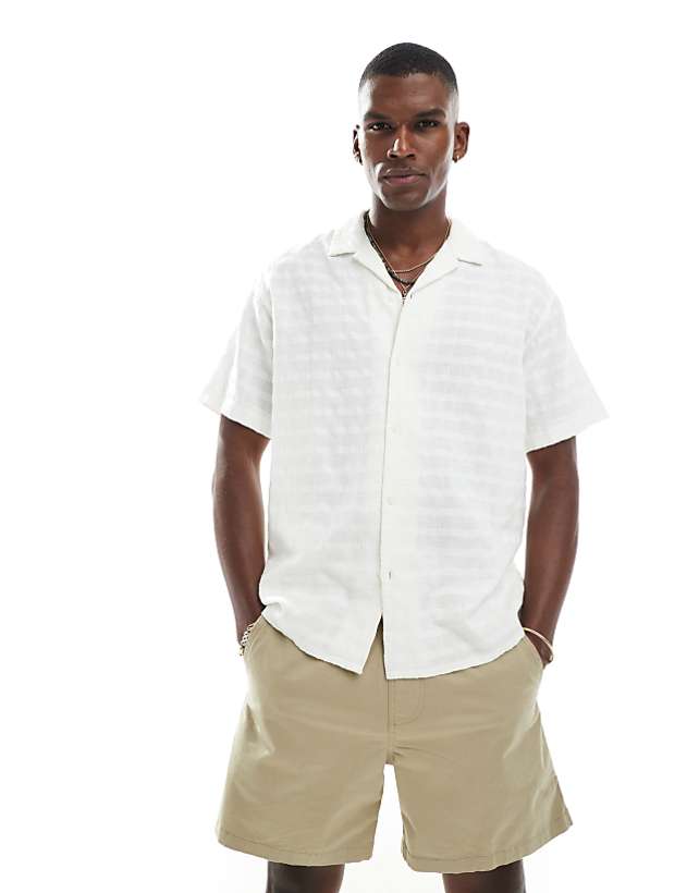asos Jack & Jones textured shirt in off white