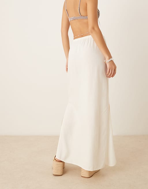 Asos JDY Linen Mix Maxi Skirt In White