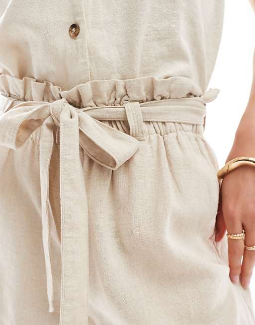 Asos JDY Tie Waist Linen Shorts Co-ord In Stone
