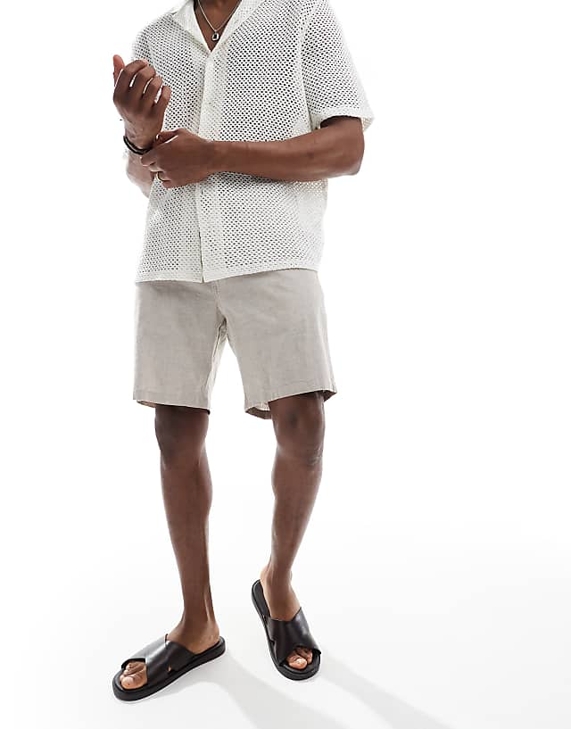 Asos JJ Rebel Linen Short In Beige