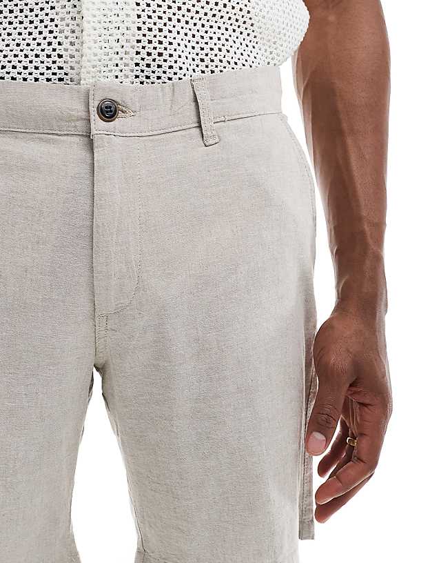 Asos JJ Rebel Linen Short In Beige