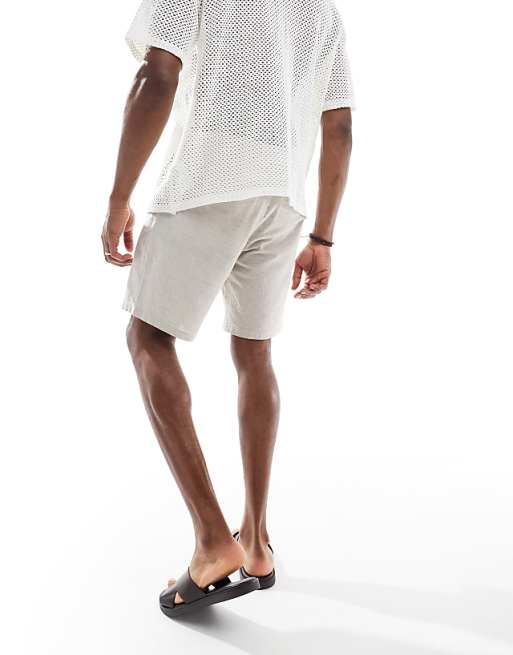 Asos JJ Rebel Linen Short In Beige
