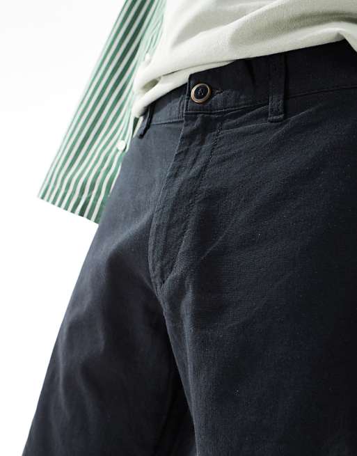 Asos JJ Rebel Linen Short In Black