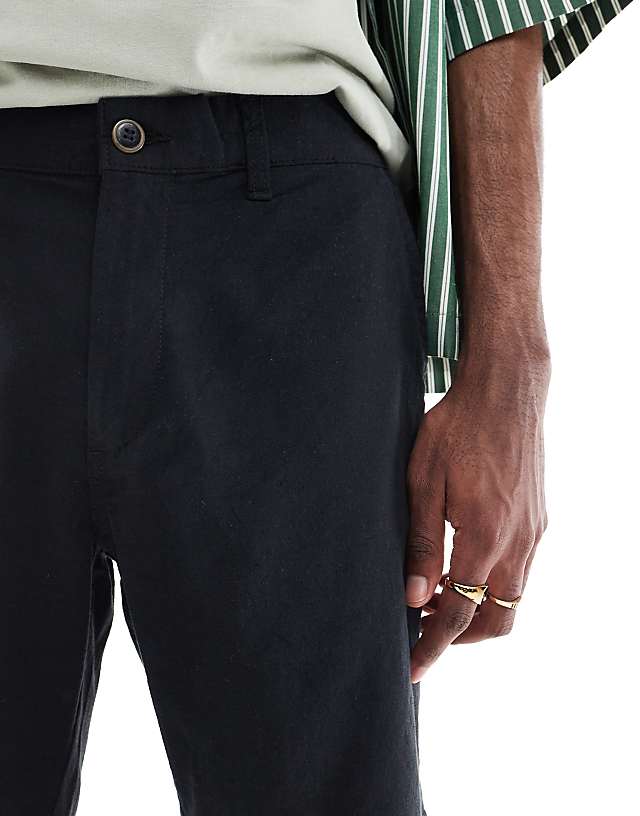 Asos JJ Rebel Linen Short In Black