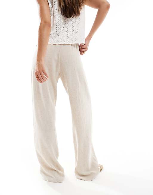 Asos JJXX Linen Blend Trousers In Beige