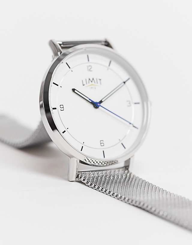 Asos Limit Unisex Mesh Watch In Silver