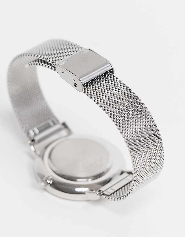 Asos Limit Unisex Mesh Watch In Silver