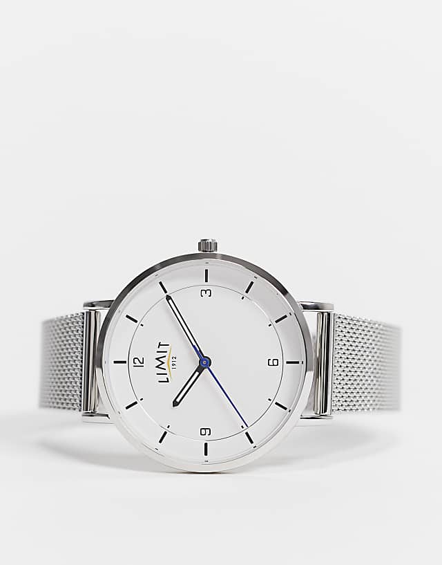 Asos Limit Unisex Mesh Watch In Silver