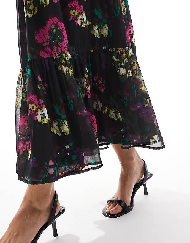 Asos Lovedrobe Floral Midaxi Dress In Black