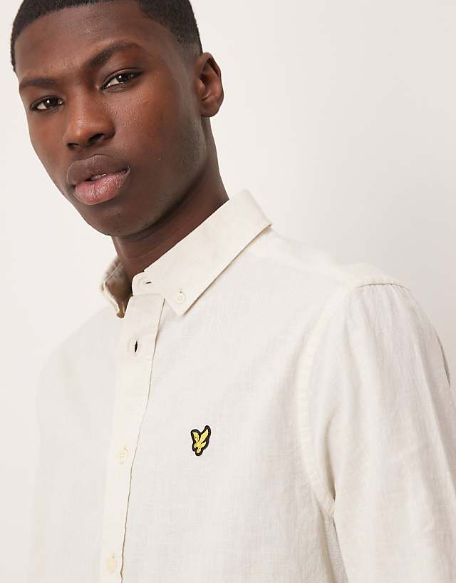 Asos Lyle & Scott Linen Blend Oxford Shirt In Beige