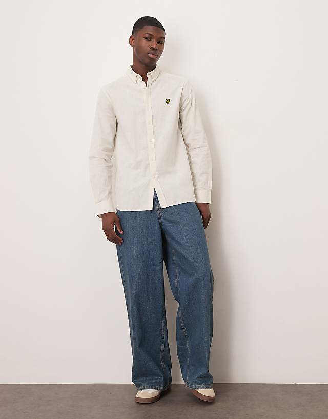 Asos Lyle & Scott Linen Blend Oxford Shirt In Beige