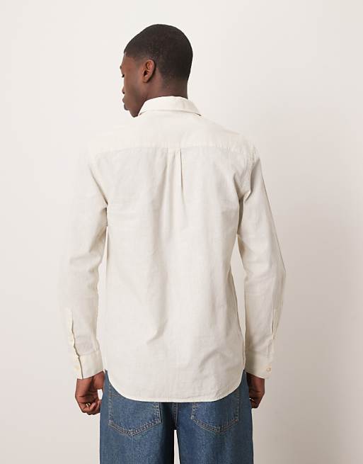 Asos Lyle & Scott Linen Blend Oxford Shirt In Beige