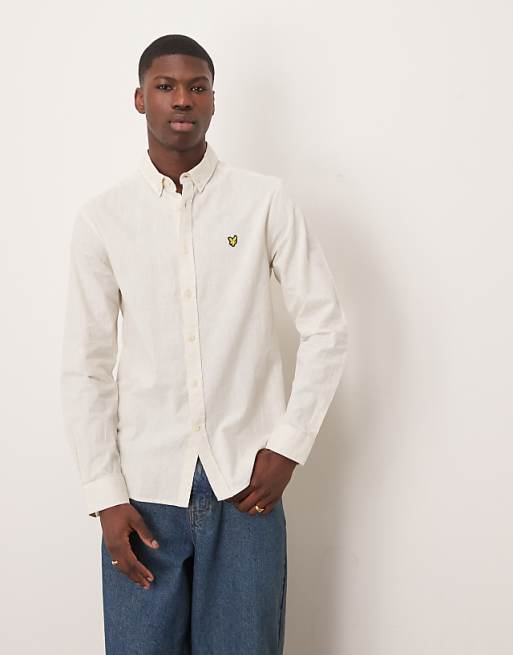 asos Lyle & Scott Linen Blend Oxford Shirt in beige