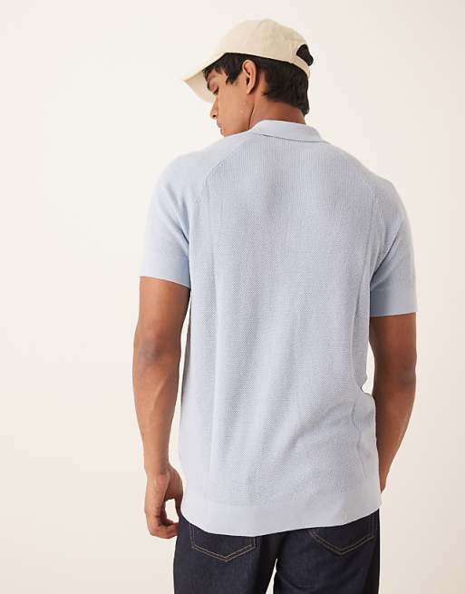 Asos Lyle & Scott Linen Polo In Light Blue