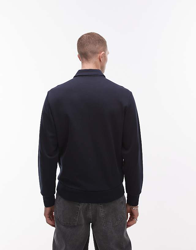 Asos Mango Collared Sweatshirt In Navy