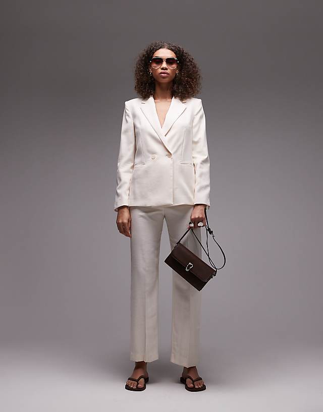Asos Mango Linen Look Suit Co-ord In Beige