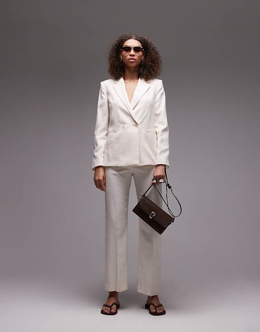 asos Mango linen look suit co-ord in beige