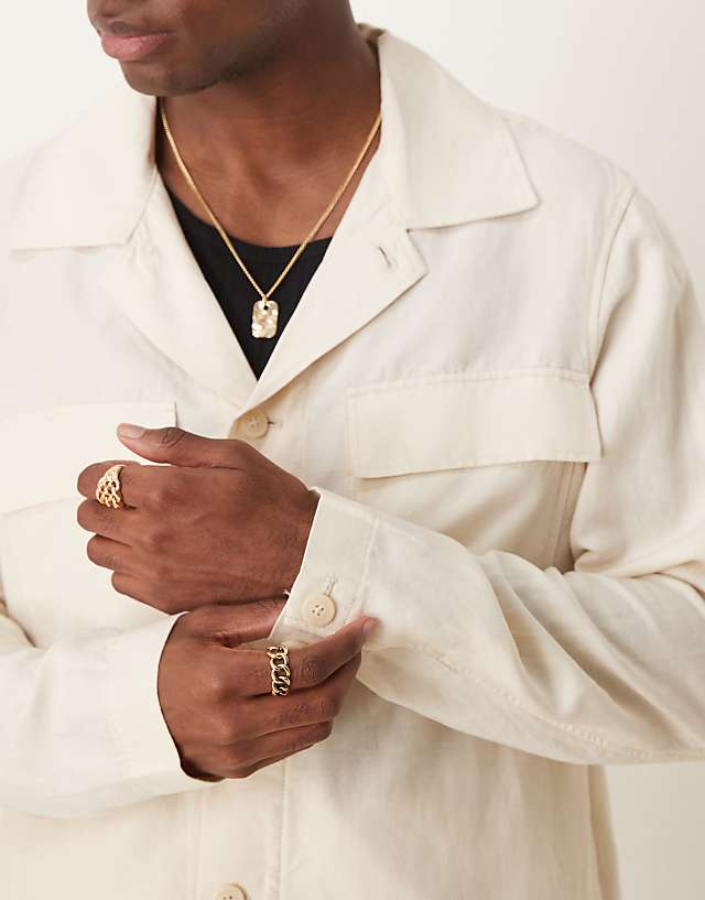 Asos Mango Linen Mix Overshirt In Ecru