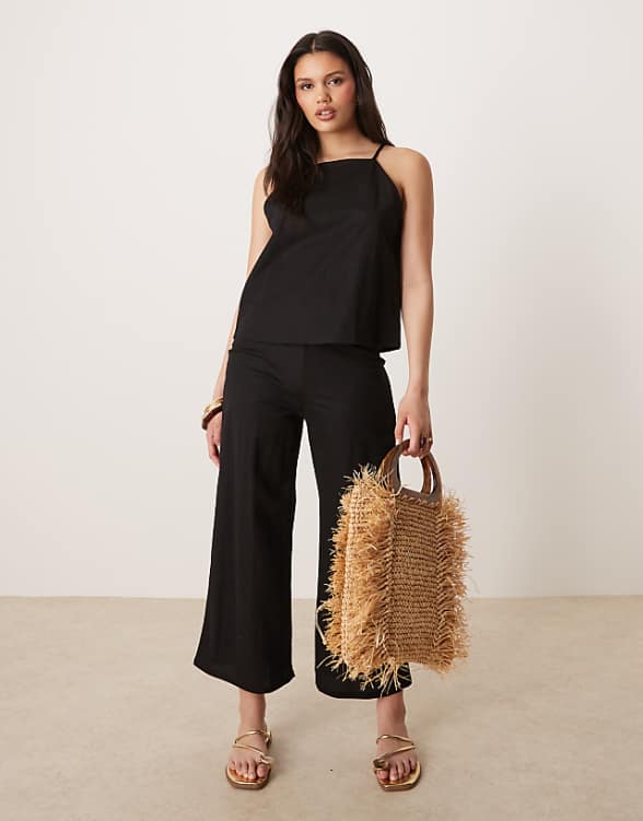 asos Mango linen mix relaxed co-ord in black
