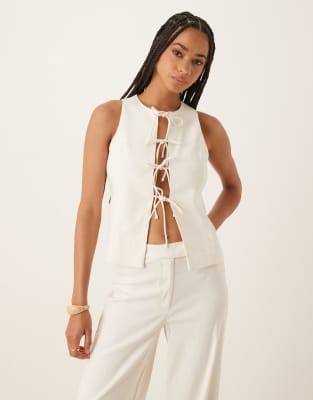 Asos Mango Linen Mix Tailored Co-ord In White