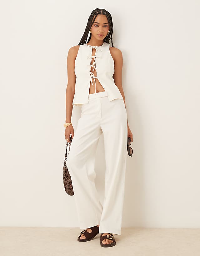 asos Mango linen mix tailored co-ord in white