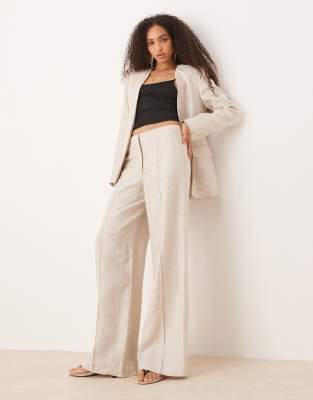 Asos Mango Linen Mix Tailored Suit In Oatmeal