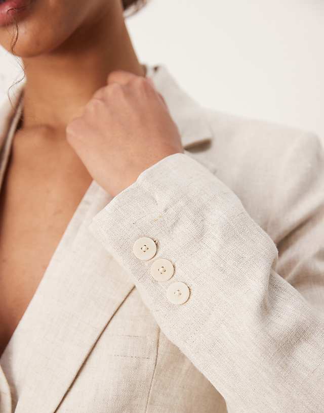 Asos Mango Linen Slim Fit Blazer In Ecru