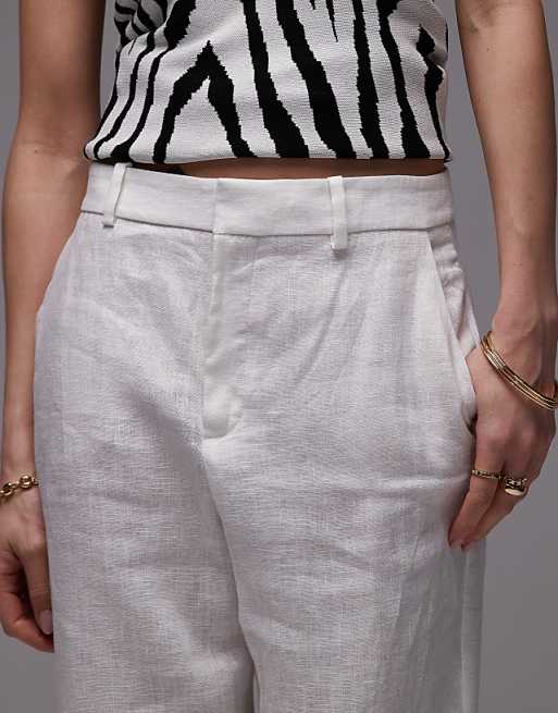 Asos Mango Linen Tailored Trouser In White
