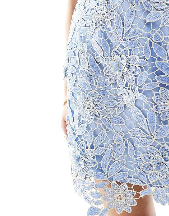 Asos Maya Floral Bandeau Mini Dress In Blue