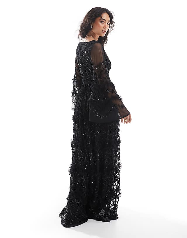 Asos Maya Fully Embellished Maxi Dress In Black
