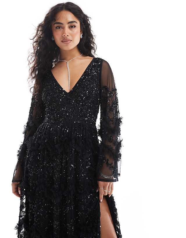 Asos Maya Fully Embellished Maxi Dress In Black