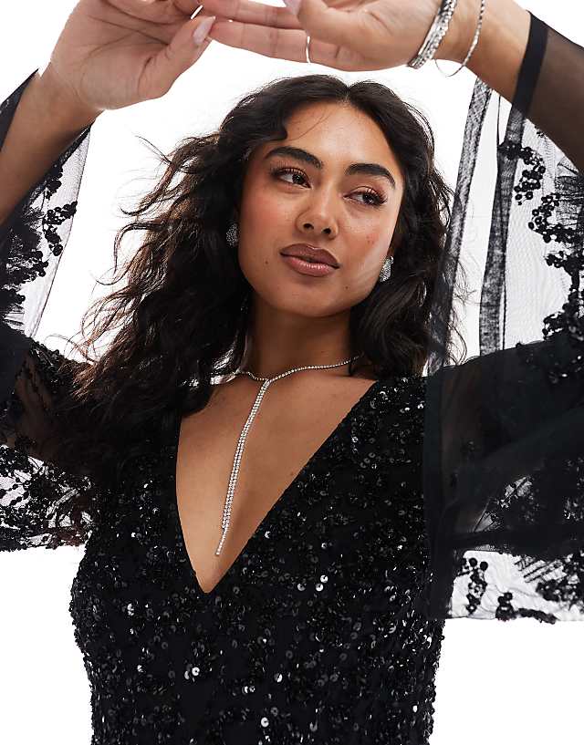 Asos Maya Fully Embellished Maxi Dress In Black