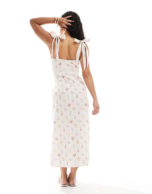 Asos Miss Selfridge Tie Shoulder Linen Slip Dress