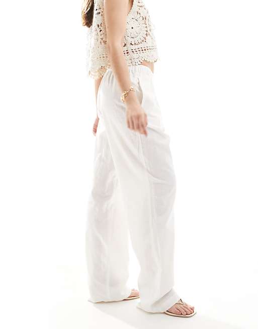 Asos Monki Linen Trousers In White