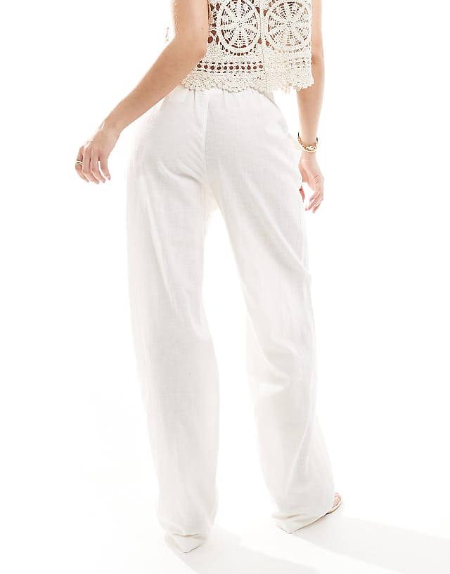 Asos Monki Linen Trousers In White
