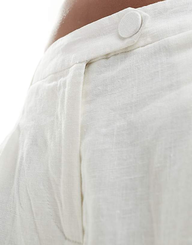 Asos NA-KD Co-ord Tailored Linen Trousers In White