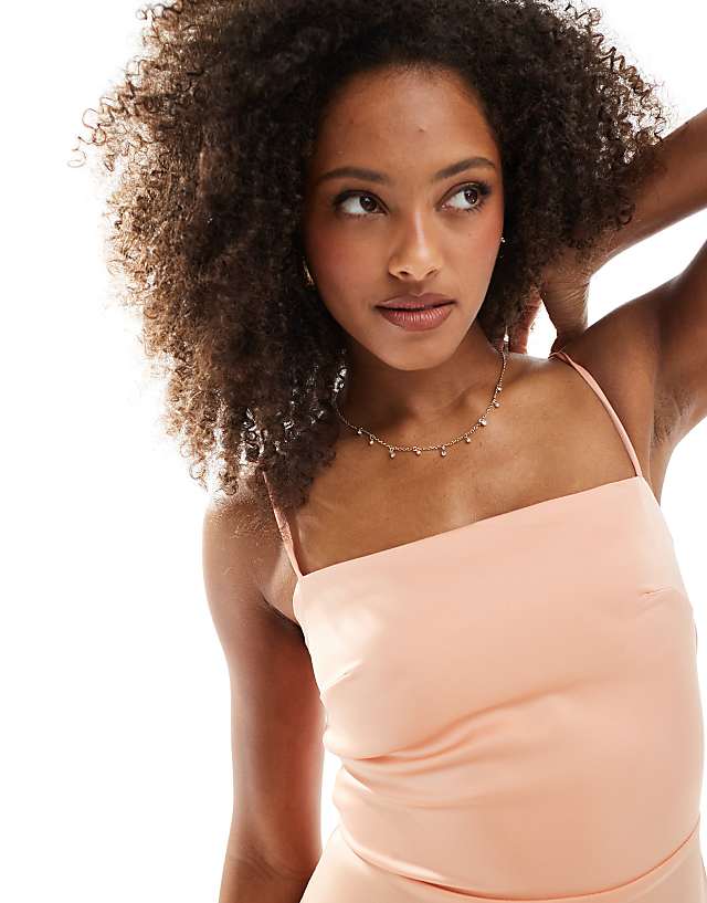 Asos Narrated Strappy A-line Maxi Dress In Peach