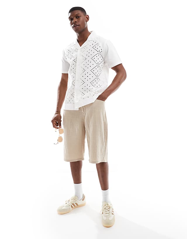 Asos Native Youth Broderie Lace Shirt In White