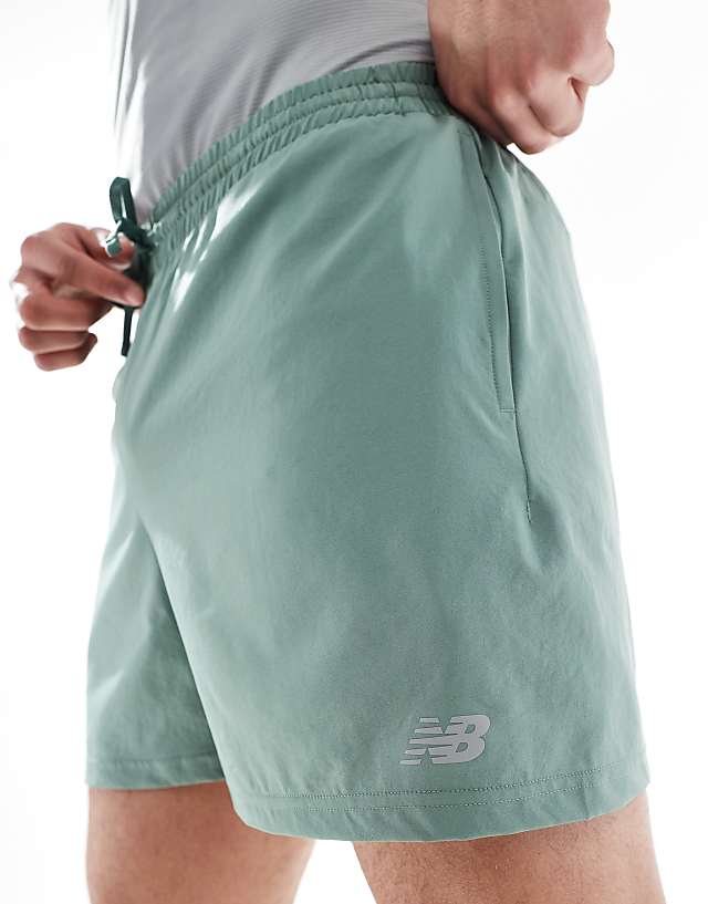Asos New Balance Essentials 5"" Short In Green