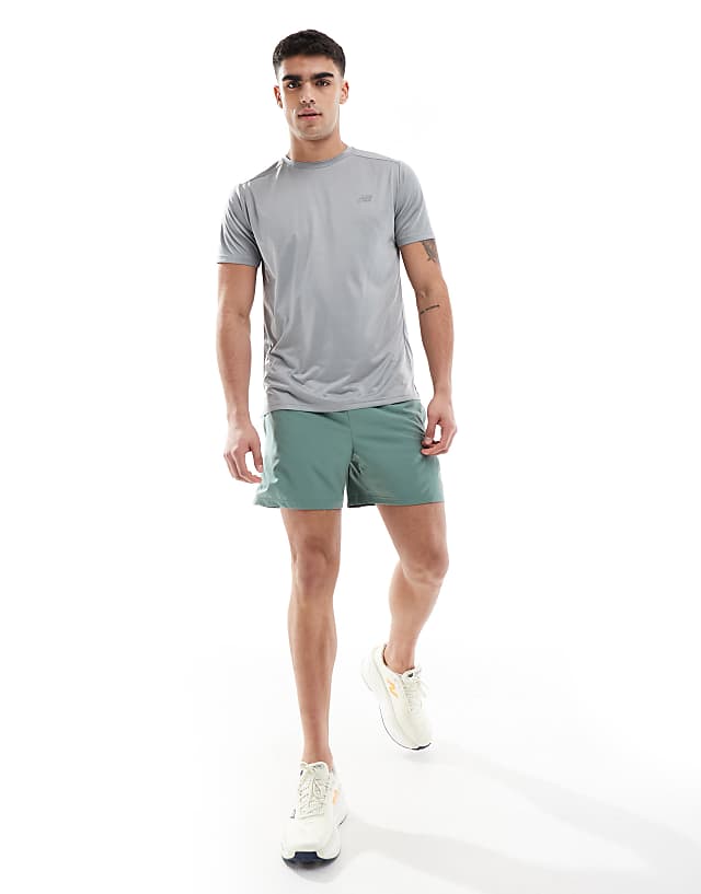Asos New Balance Essentials 5"" Short In Green