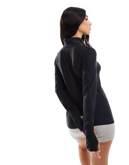 Asos New Balance Performance 1/2 Zip Top In Black