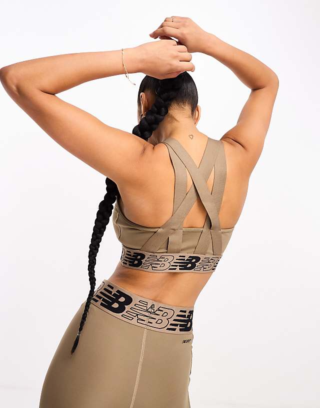 asos New Balance relentless sports bra in brown
