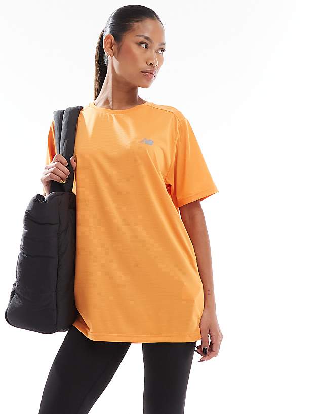 asos New Balance sports t-shirt in orange